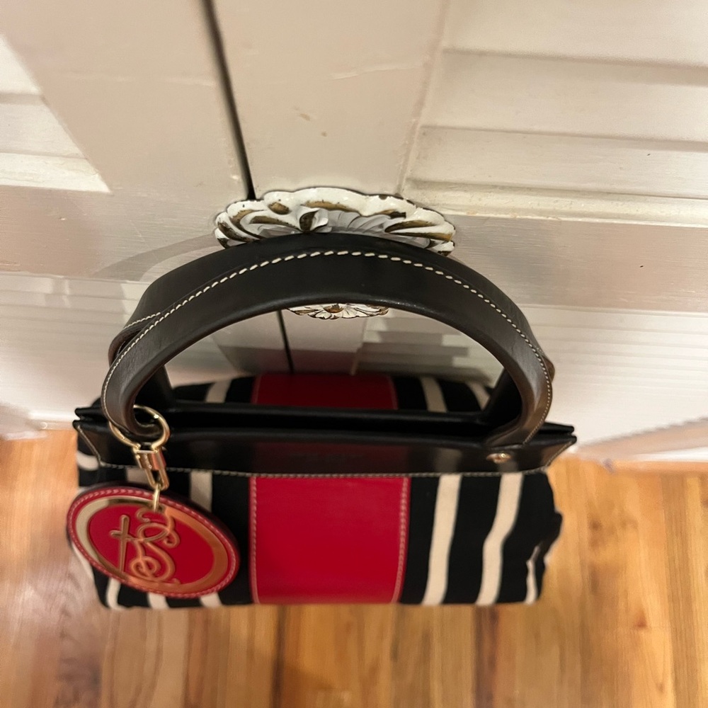 kate spade Black, Cream & Red Striped Satchel Bag - Picture 3 of 9
